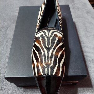 NIB Giuseppe Zanotti Zebra Print Calf Hair Loafers size 7.5M US, 38 EU